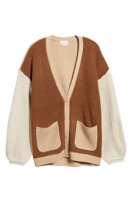 Brixton Ashberry Colorblock Balloon Sleeve Cardigan in Bison
