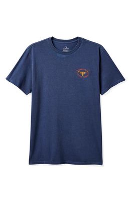 Brixton Boswell Cotton Graphic T-Shirt in Washed Navy Worn Wash