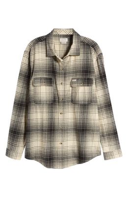 Brixton Bowery Flannel Button-Up Shirt in Biscotti/Black