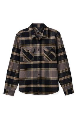 Brixton Bowery Heavyweight Cotton Flannel Shirt in Black/Beige