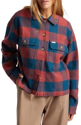 Brixton Bowery Organic Cotton Flannel Button-Up Shirt in Captain Blue