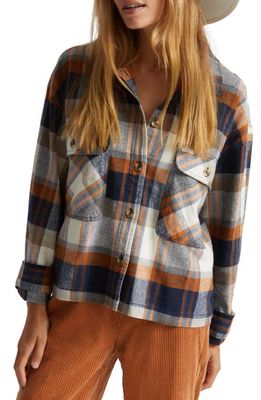 Brixton Bowery Organic Cotton Flannel Button-Up Shirt in Joe Blue/Off White