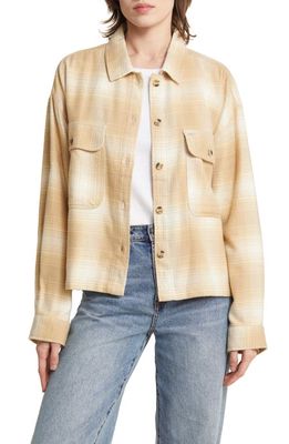 Brixton Bowery Plaid Cotton Flannel Button-Up Shirt in Sesame/Off White