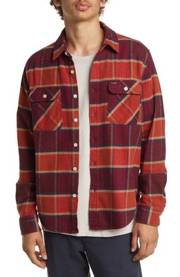 Brixton Bowery Slim Fit Plaid Flannel Button-Up Shirt in Mahogany/Burnt Henna