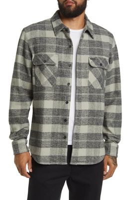 Brixton Bowery Standard Fit Plaid Flannel Button-Up Shirt in Black/Charcoal