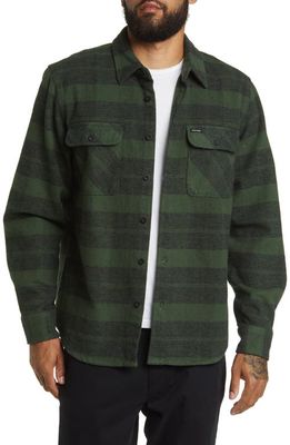 Brixton Bowery Standard Fit Plaid Flannel Button-Up Shirt in Forest Green