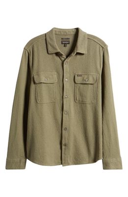 Brixton Bowery Textured Cotton Shirt Jacket in Olive Surplus