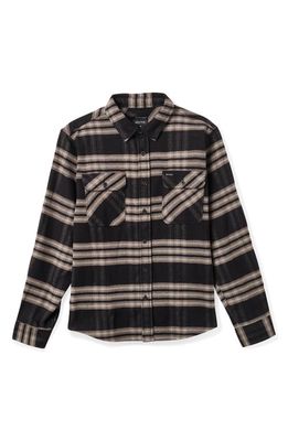 Brixton Bowery Water Resistant Stretch Flannel Shirt in Black/Charcoal