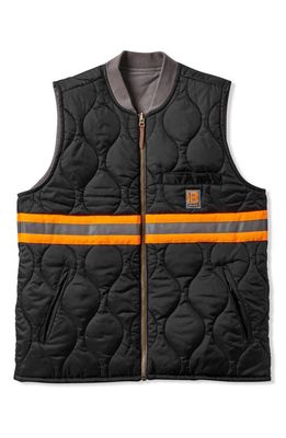 Brixton Builders Abraham Reversible Quilted Vest in Charcoal/Black