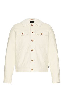 Brixton Builders Cable Stretch Sherpa Lined Trucker Jacket in Cream