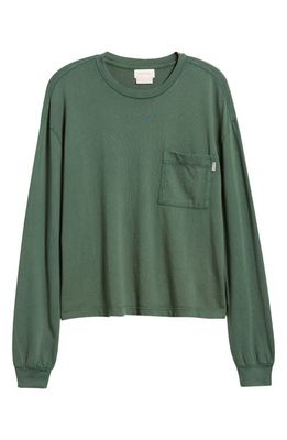 Brixton Carefree Long Sleeve Organic Cotton Pocket T-Shirt in Pine Needle