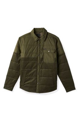 Brixton Cass Mixed Media Quilted Cotton Jacket in Military Olive/Military Olive