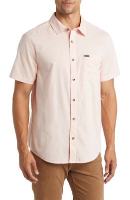 Brixton Charter Featherweight Short Sleeve Cotton Button-Up Shirt in Coral Pink