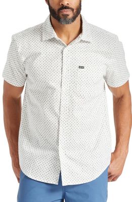 Brixton Charter Print Short Sleeve Button-Up Shirt in Off White/Military Olive