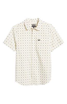 Brixton Charter Regular Fit Tropical Short Sleeve Button-Up Shirt in Off White/Straw/Dark Earth