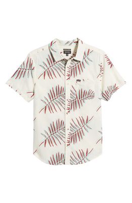 Brixton Charter Short Sleeve Button-Up Shirt in Off White/Palm Leaf