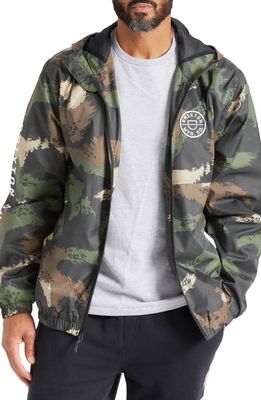 Brixton Claxton Crest Hooded Jacket in Washed Camo