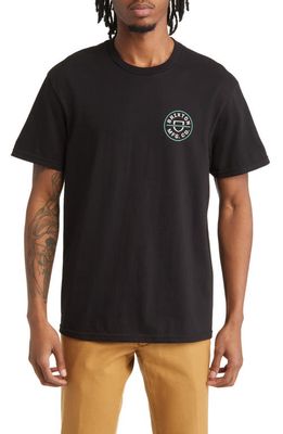 Brixton Crest II Standard Fit Graphic T-Shirt in Black/Off White/Jade