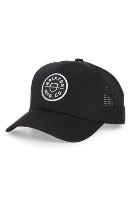 Brixton Crest x MP Snapback Baseball Cap in Black