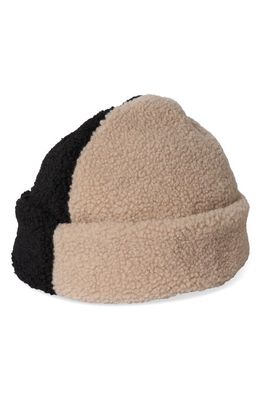Brixton Ginsburg Colorblock High Pile Fleece Hat in Black/Oatmeal