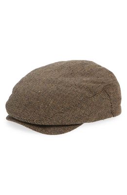 Brixton Herringbone Driving Cap in Brown/Khaki