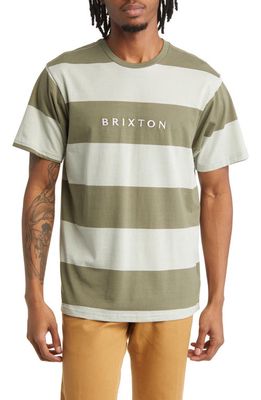 Brixton Hilt Alpha Line Embroidered Logo T-Shirt in Olive/mineral Grey/white