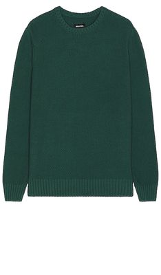 Brixton Jacques Waffle Knit Sweater in Dark Green