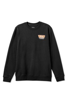 Brixton Linwood Crewneck Cotton Blend Graphic Sweatshirt in Black/Golden Brown