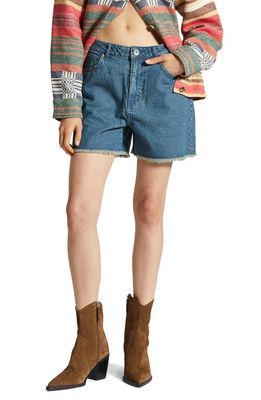 Brixton Lomas Frayed Denim Shorts in Vintage Indigo