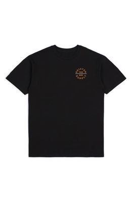 Brixton Oath V Logo T-Shirt in Black/Burnt Orange/White