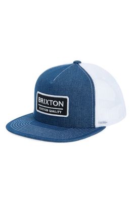 Brixton Palmer Trucker Hat in Denim/White