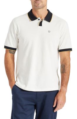 Brixton Pipe Trim Short Sleeve Polo in Off White/Black