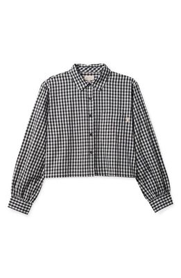 Brixton Retreat Gingham Crop Button-Up Shirt in Black/off White