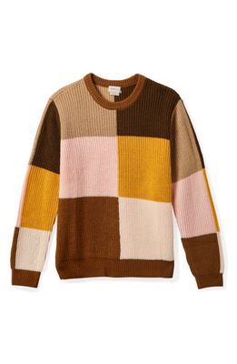 Brixton Savannah Colorblock Crewneck Sweater in Washed Copper
