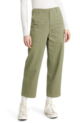 Brixton Vancouver High Waist Straight Leg Cotton Twill Pants in Olive Surplus