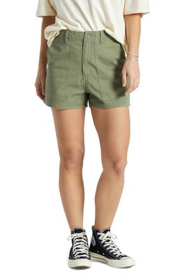 Brixton Vancouver High Waist Utility Shorts in Olive Surplus