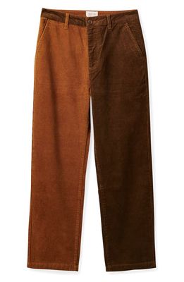 Brixton Victory Colorblock Corduroy Wide Leg Pants in Washed Copper/Desert Palm