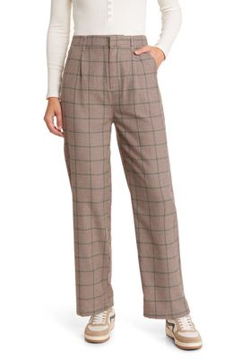 Brixton Victory Houndstooth Trousers in Sesame/Seal Brown