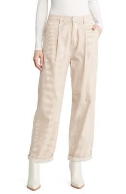 Brixton Victory Stripe Pleated High Waist Relaxed Fit Pants in Mojave