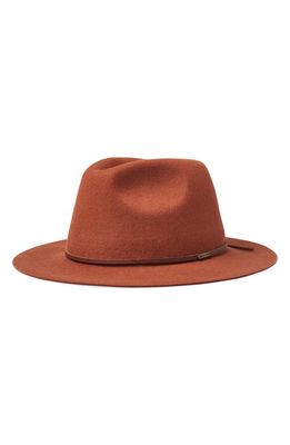 Brixton Wesley Packable Felted Wool Fedora in Caramel