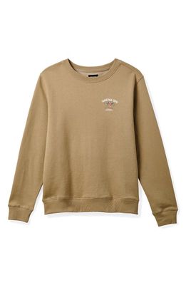 Brixton Wynmore Crewneck Cotton Blend Graphic Sweatshirt in Sand