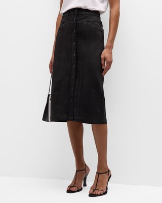 Broadway Coated Button-Front Skirt