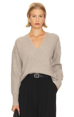Brochu Walker Ava Lace Vee Sweater in Grey