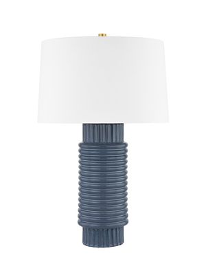 Broderick Table Lamp - Aged Brass Grey Blue Reactive