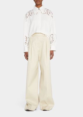 Broderie Anglaise Button-Down Shirt