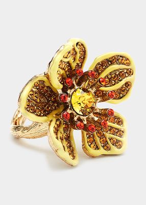 Broken Flower Ring with Crystals
