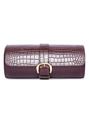 Brompton Crocodile-Embossed Leather Watch Roll