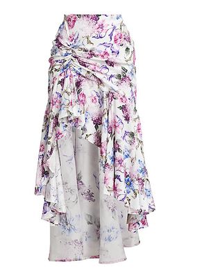 Bronte Floral-Printed High-Low Skirt