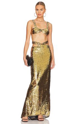 Bronx and Banco Cleopatra Two Piece Gown in Metallic Gold