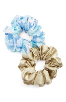 BRONZE AGE BB Assorted 2-Pack Hair Scrunchies in Silver Sage/Monet Blue